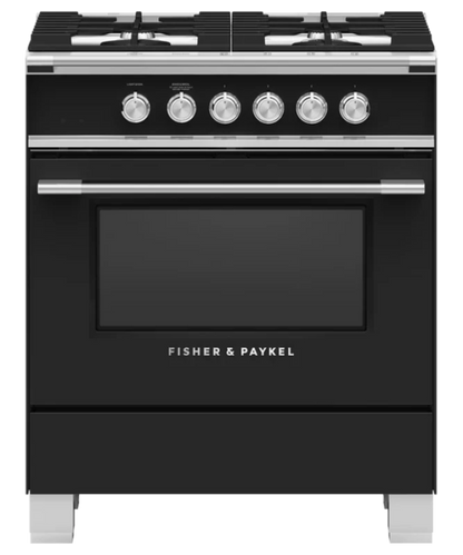 Fisher Paykel 30" Series 7 Classic 4 Burner Gas Range Black - OR30SCG4B1