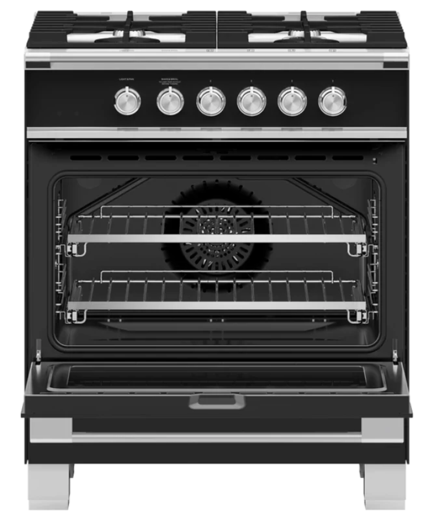 Fisher Paykel 30" Series 7 Classic 4 Burner Gas Range Black - OR30SCG4B1