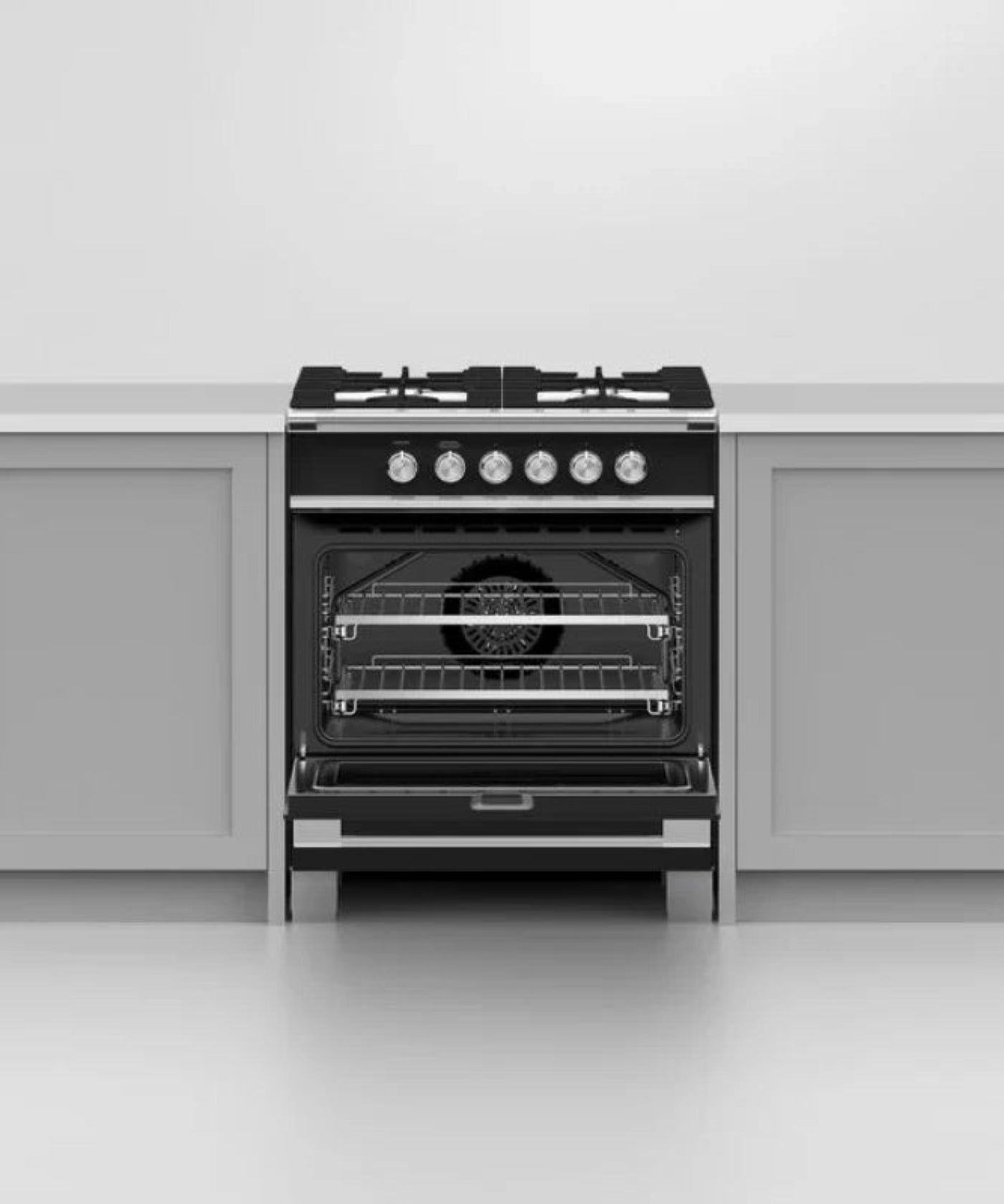 Fisher Paykel 30" Series 7 Classic 4 Burner Gas Range Black - OR30SCG4B1