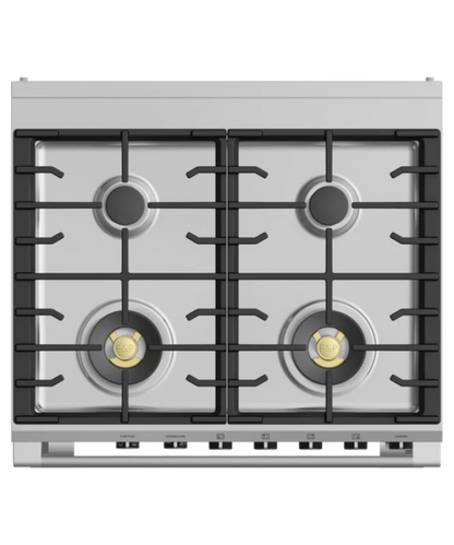 Fisher Paykel 30" Series 9 Classic 4 Burner Dual Fuel Self-Cleaning Range Black - OR30SCG6B1
