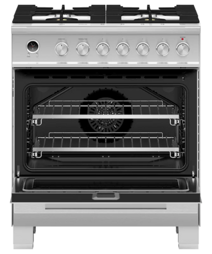 Fisher Paykel 30" Series 9 Contemporary 4 Burner Dual Fuel Self-Cleaning Range Stainless Steel - OR30SDG6X1