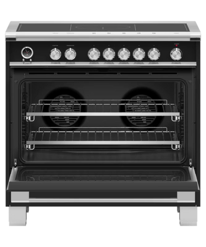 Fisher Paykel 36" Series 9 Classic 5 Zone Induction Self-Cleaning Range, 2 SmartZones Black - OR36SCI6B1