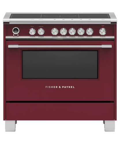 Fisher Paykel 36" Series 9 Classic 5 Zone Induction Self-Cleaning Range, 2 SmartZones Red - OR36SCI6R1