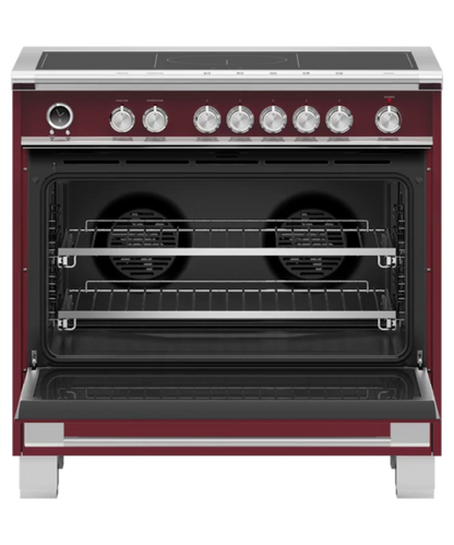 Fisher Paykel 36" Series 9 Classic 5 Zone Induction Self-Cleaning Range, 2 SmartZones Red - OR36SCI6R1