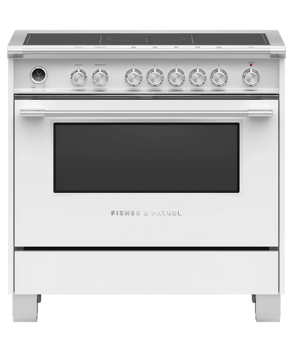 Fisher Paykel  36" Series 9 Classic 5 Zone Induction Self-Cleaning Range, 2 SmartZones White - OR36SCI6W1