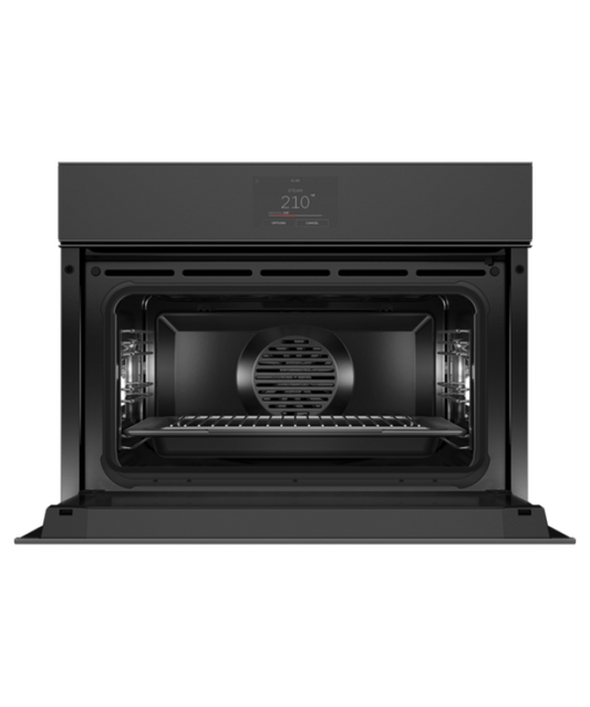 Fisher Paykel 24" Series 9 Minimal Handleless Compact Combi-Steam Oven Black Glass - OS24NMTNB1