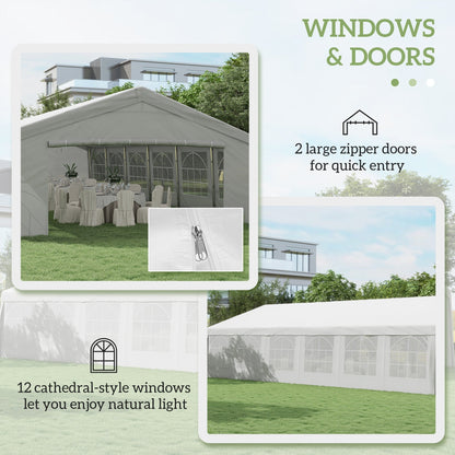 Outsunny 20' x 40' Heavy-duty Party & Wedding Tent with Sidewalls, White - 84C-020