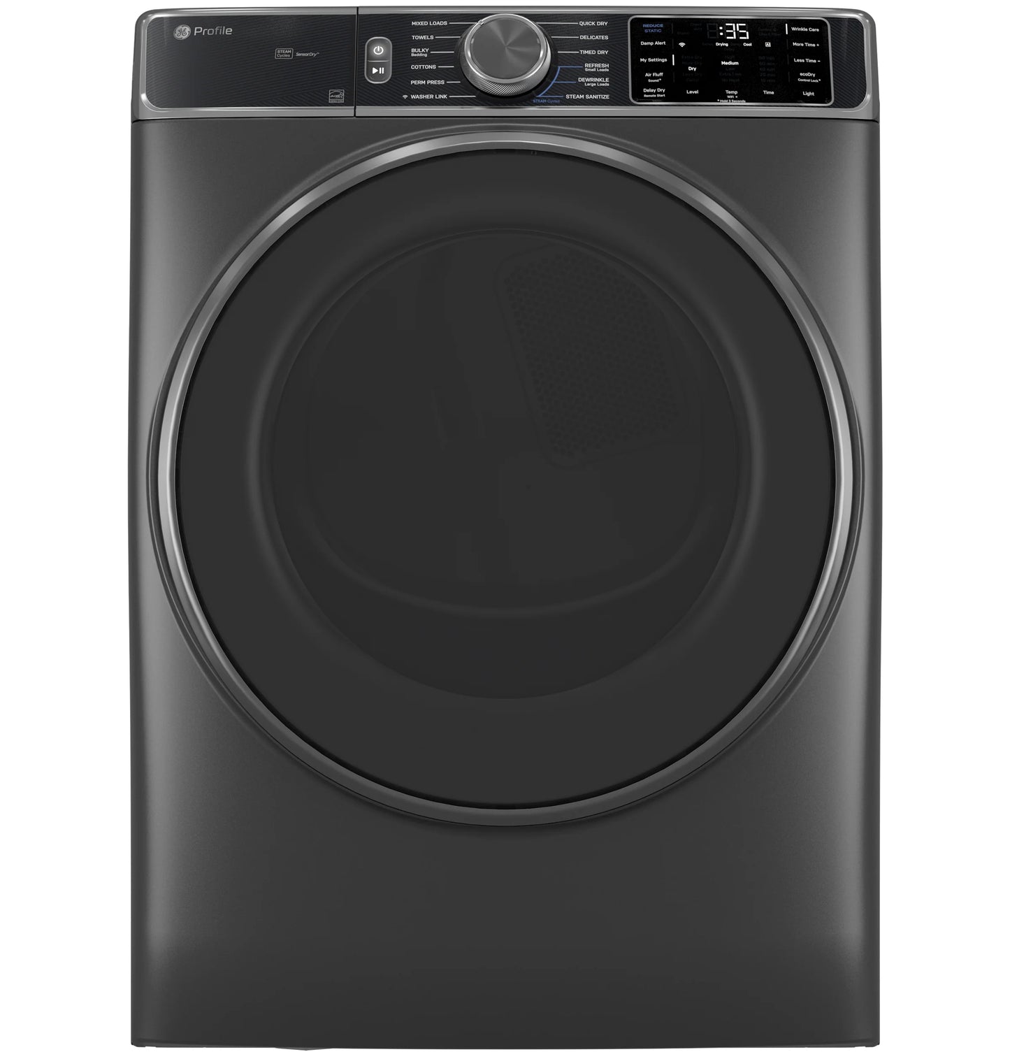 GE Appliances  7.8 cu. ft. Capacity Smart Front Load Gas Dryer with Steam and Sanitize Cycle Carbon Graphite - PFD95GSPWDS