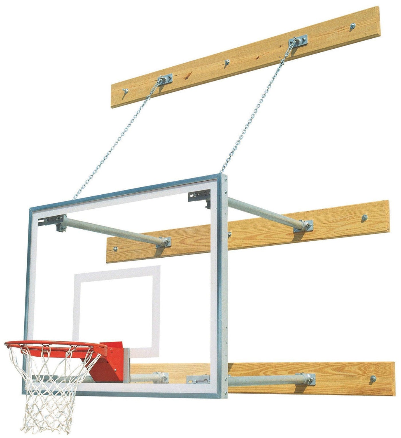 Bison Stationary Wall Mounted Basketball Hoop - 72 Inch Glass - PKG46STRG