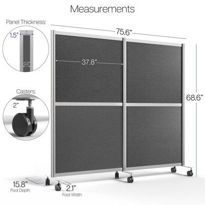 VIVO Mobile Modular Wall System Freestanding Room Dividers - PP-MWS63D-M