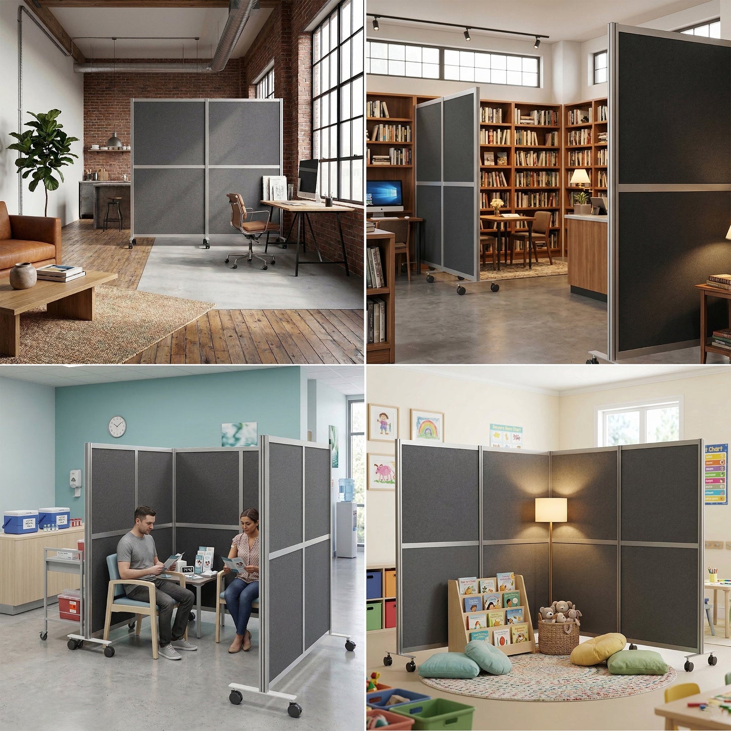 VIVO Mobile Modular Wall System Freestanding Room Dividers - PP-MWS63D-M