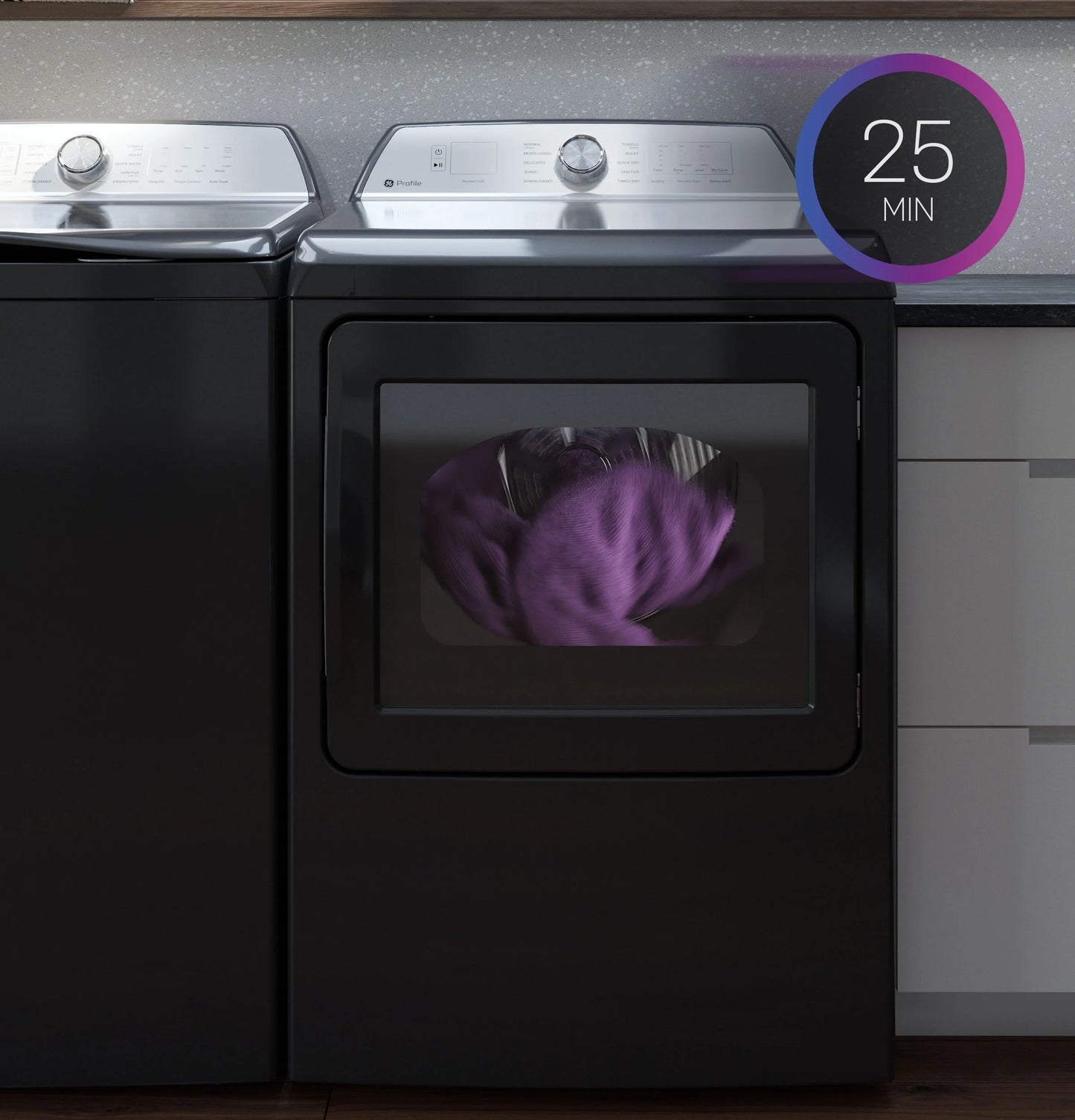 GE Appliances  7.4 cu. ft. Capacity Smart aluminized alloy drum Electric Dryer with Sanitize Cycle and Sensor Dry Diamond Gray - PTD70EBPTDG