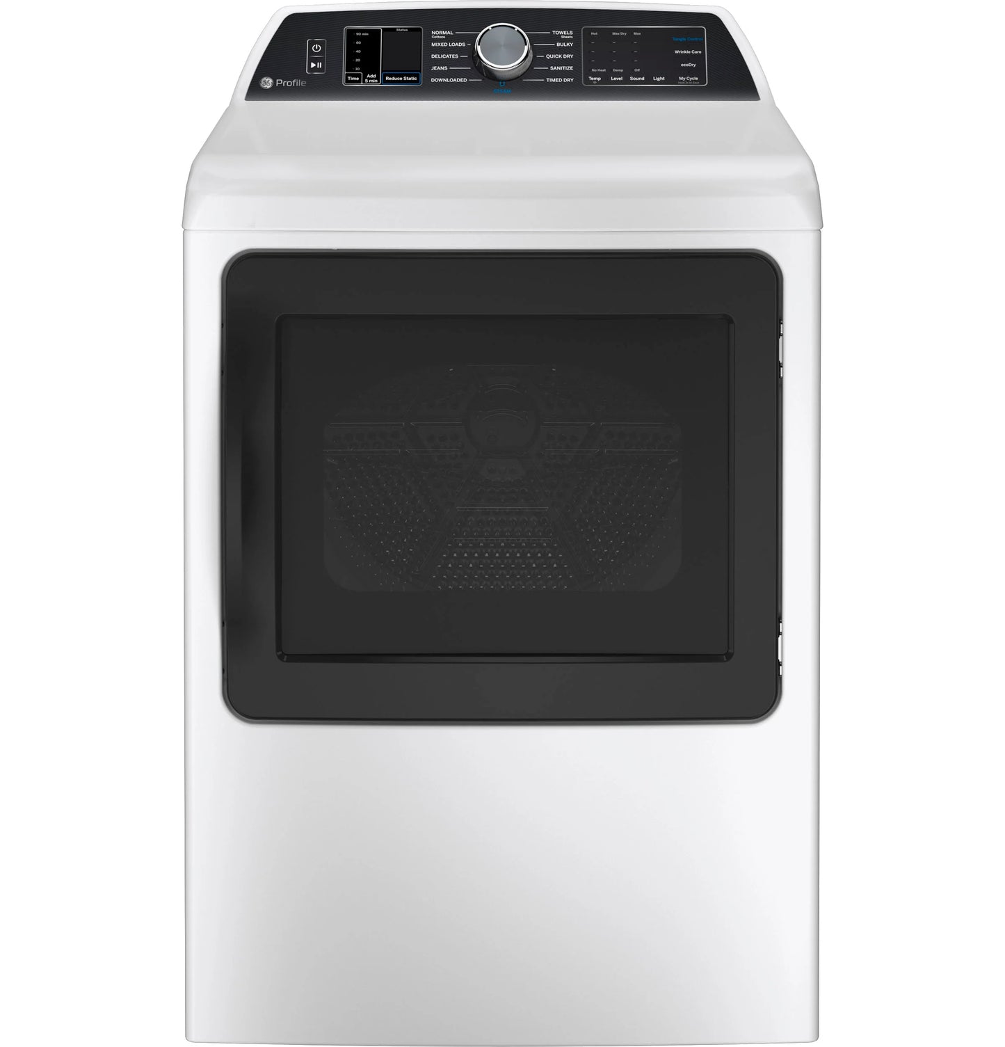 GE Appliances  7.4 cu. ft. Capacity Smart aluminized alloy drum Gas Dryer with Sanitize Cycle and Sensor Dry White on White with Silver Backsplash - PTD70GBSTWS