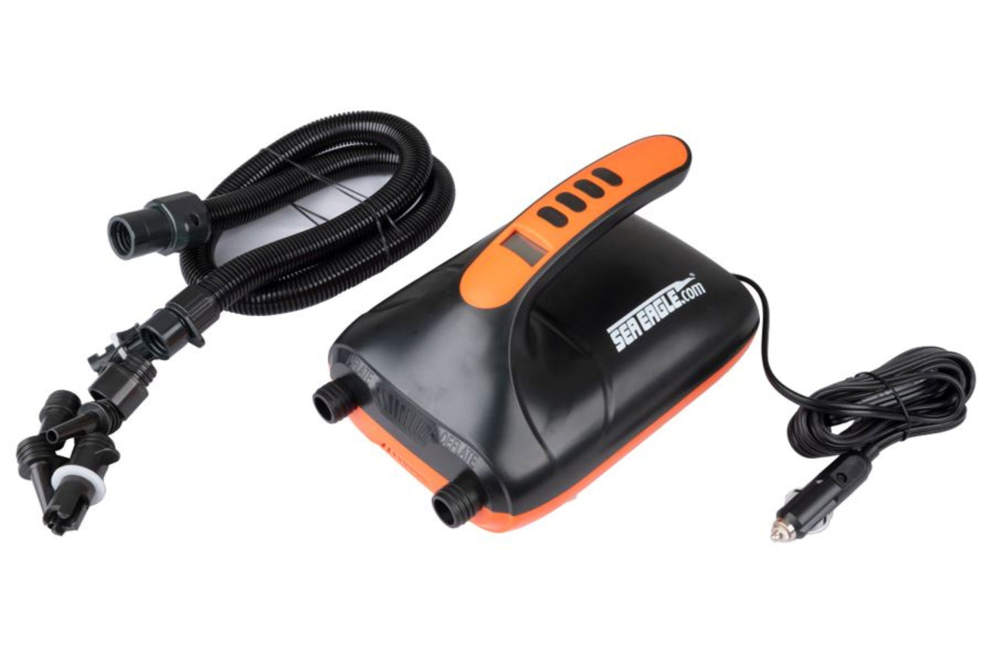 Sea Eagle TC16K_EP3W Inflatable Travel Canoe Wood/Web Seats Electric Pump for 3 Package New - TC16K_EP3W