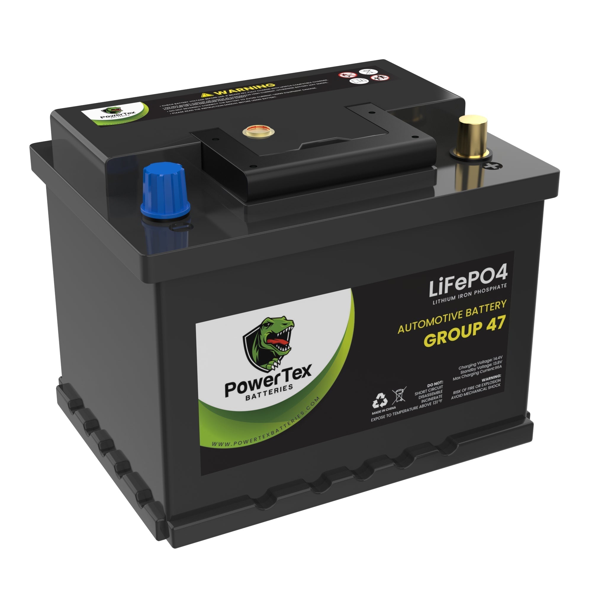 PowerTex 2010 Audi A5 Car Battery BCI Group 47 H5 Lithium LiFePO4 Replacement Automotive Battery - PTLG47-126
