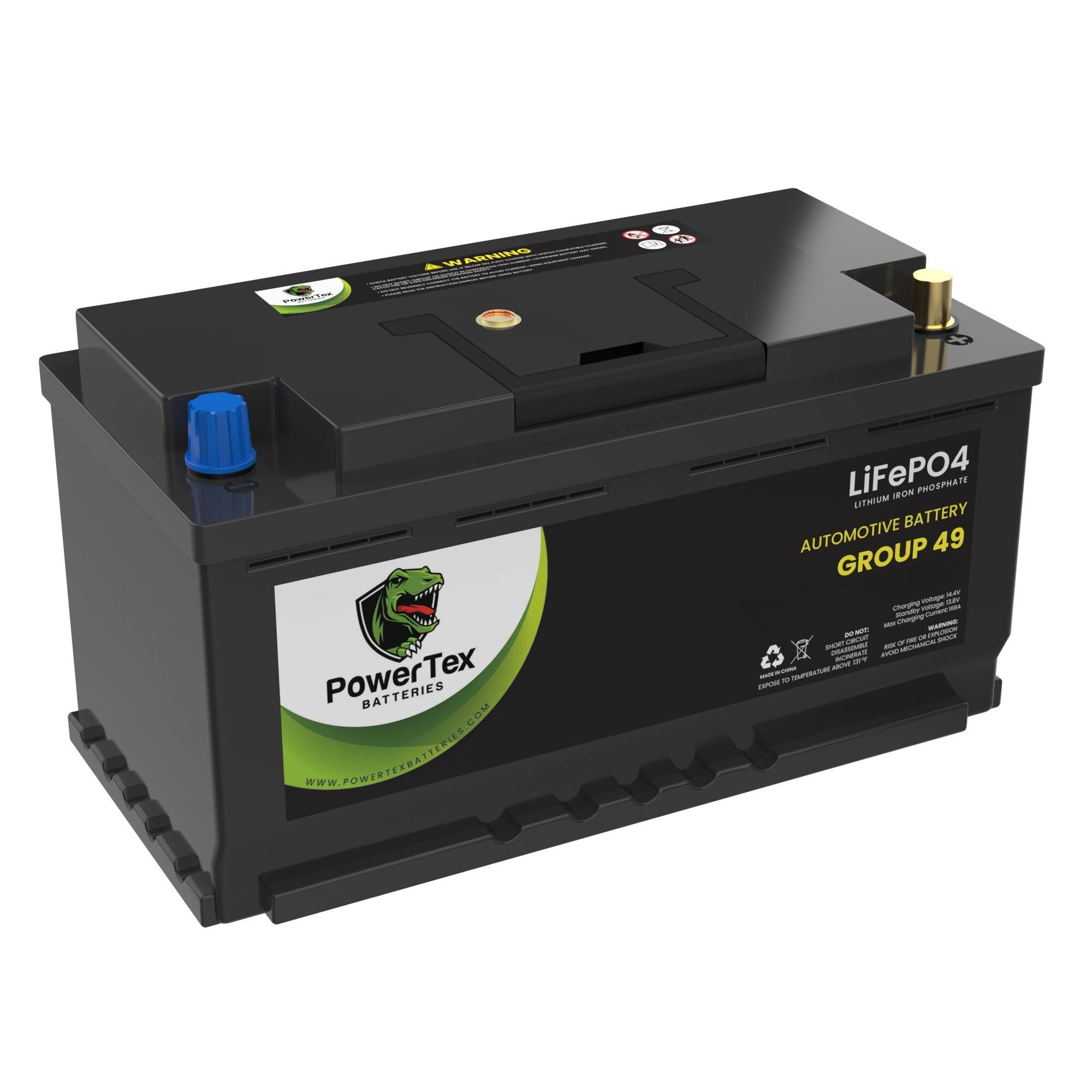 PowerTex 2019 Maserati Levante Car Battery BCI Group 49 / H8 Replacement Lithium LiFePO4 Automotive Battery - PTLG49-1129
