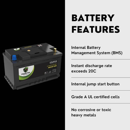 PowerTex 2004 Porsche Cayenne Car Battery BCI Group 94R / H7 Lithium LiFePO4 Automotive Battery - PTLG94R-1182