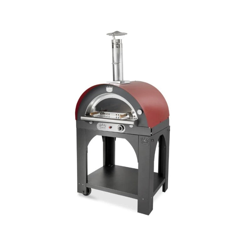 Clementi Pulcinella Gas-Fired Pizza Oven - Red - Glass Door