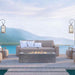 Pyromania Millenia Fire Table Slate with flame outdoor set up with couch