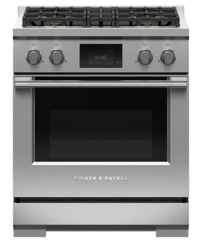 Fisher Paykel 30" Series 9 Professional 4 Burner Dual Fuel Self-Cleaning Range, Natural Gas Stainless Steel - RDV3304N