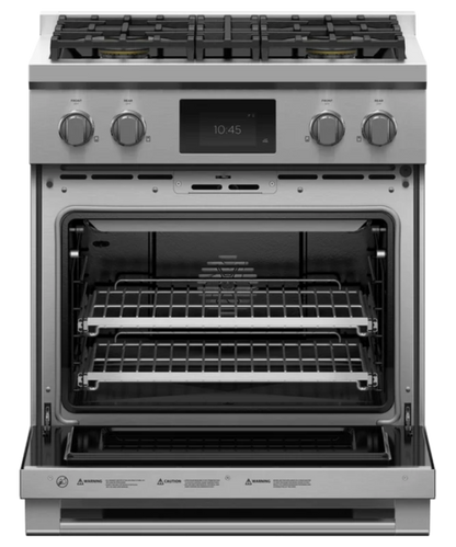 Fisher Paykel 30" Series 9 Professional 4 Burner Dual Fuel Self-Cleaning Range, Natural Gas Stainless Steel - RDV3304N