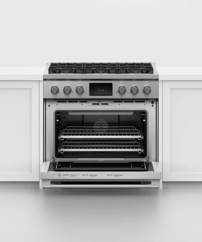 Fisher Paykel 36" Series 9 Professional 6 Burner Dual Fuel Self-Cleaning Range, LPG Stainless Steel - RDV3366L