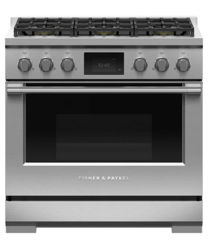 Fisher Paykel 36" Series 9 Professional 6 Burner Dual Fuel Self-Cleaning Range, Natural Gas Stainless Steel - RDV3366N
