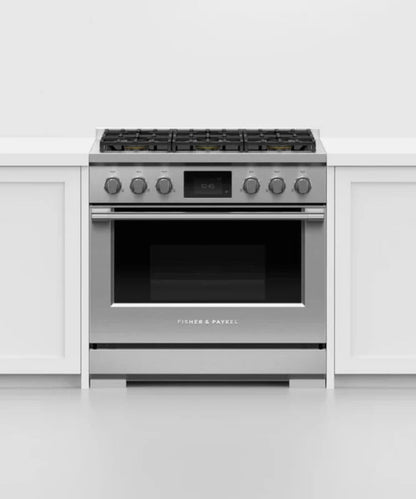 Fisher Paykel 36" Series 9 Professional 6 Burner Dual Fuel Self-Cleaning Range, Natural Gas Stainless Steel - RDV3366N