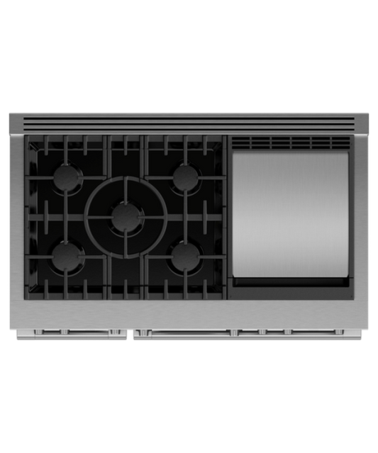 Fisher Paykel 48" Series 9 Professional Dual Fuel 5 Burner with Griddle Self-Cleaning Range, Natural Gas Stainless Steel - RDV3485GDN