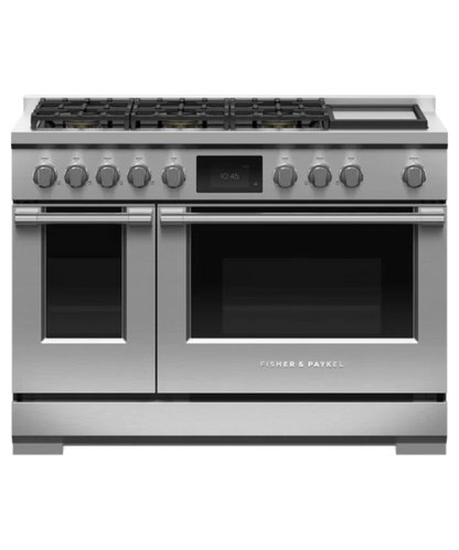 Fisher Paykel 48" Series 9 Professional Dual Fuel 6 Burner with Griddle Range, Natural Gas Stainless Steel - RDV3486GDN