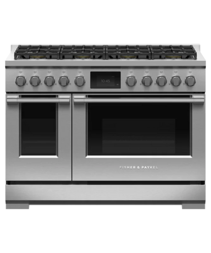 Fisher Paykel 48" Series 9 Professional 8 Burner Dual Fuel Self-Cleaning Range, Natural Gas Stainless Steel - RDV3488N