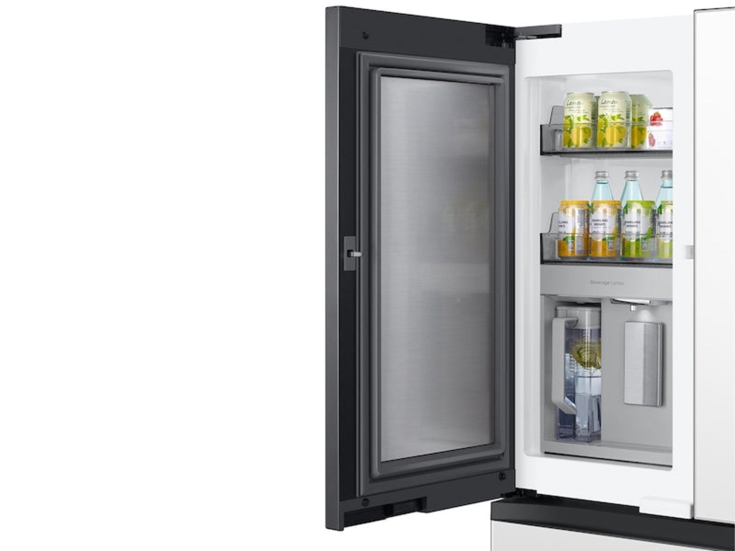 SAMSUNG Bespoke 36" 29 cu. ft. Standard Depth 4-Door French Door Smart Refrigerator with Beverage Center in White Glass - RF29BB860012AA