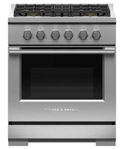 Fisher Paykel 30" Series 7 Professional 4 Burner Gas Range, Natural Gas Stainless Steel - RGV3304N