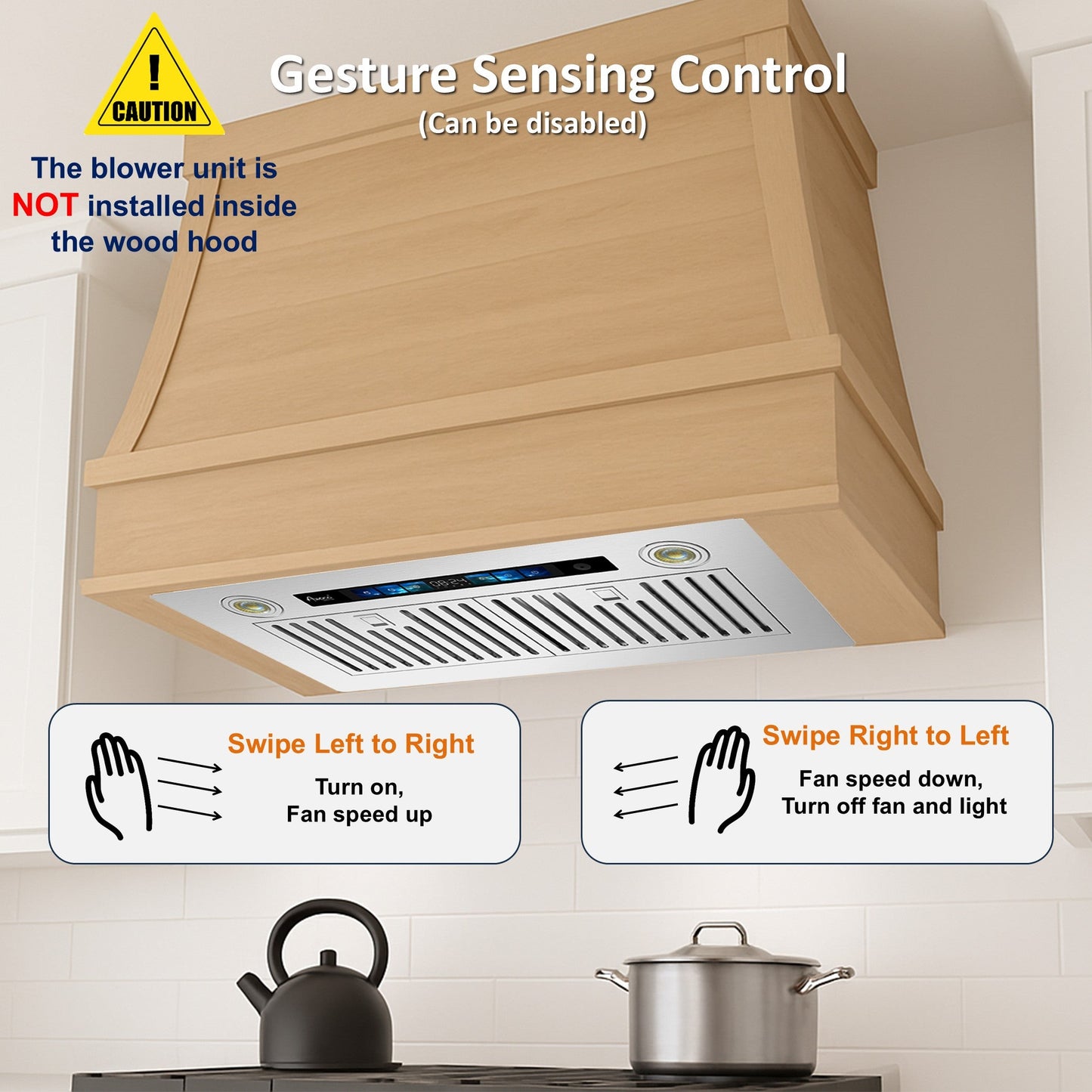 AWOCO  RH-IT08-V Ceiling Mount Range Hood - Split Insert - Voice & Gesture - RH-IT08-V30-COLD