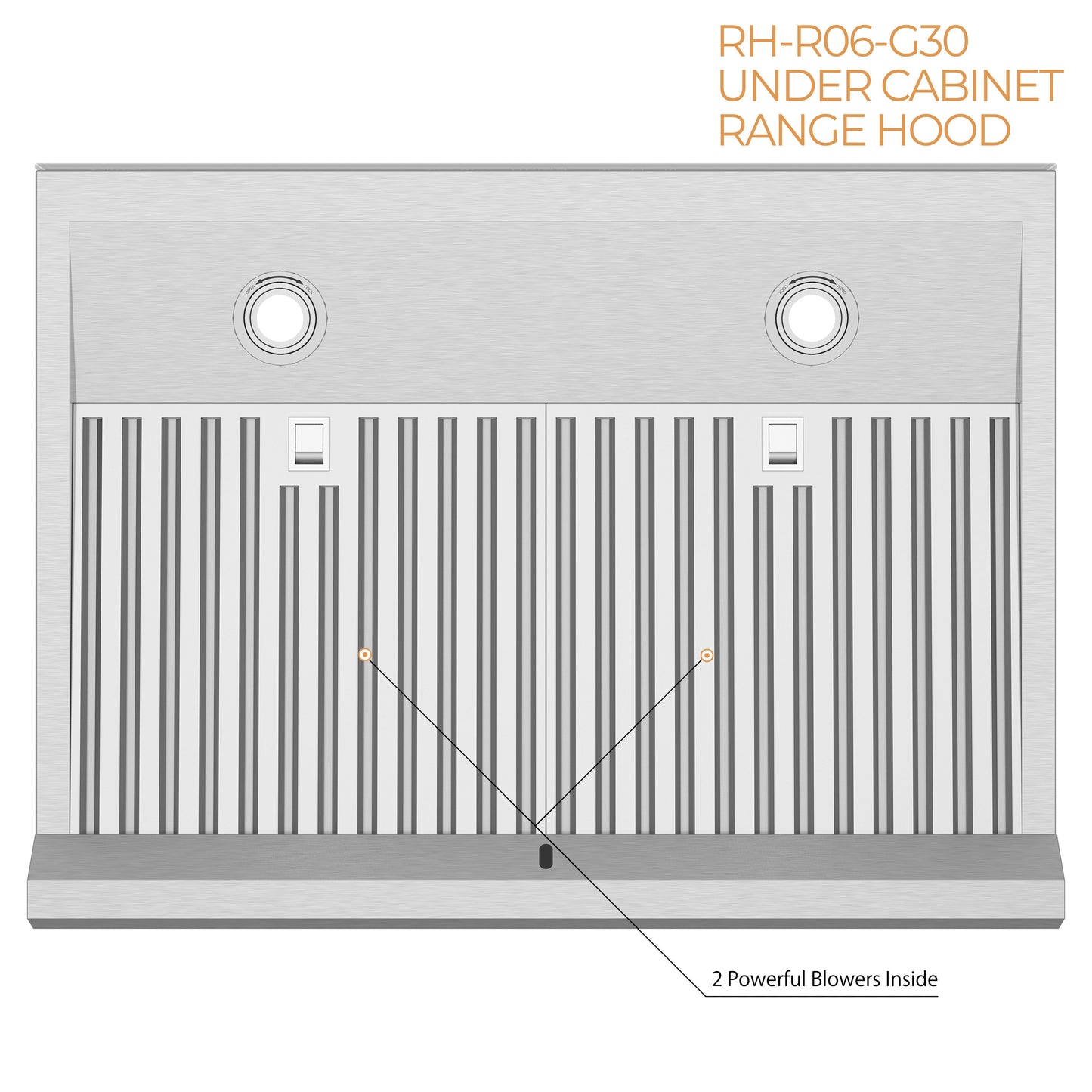 AWOCO  RH-R06-G Under Cabinet Range Hood - Tempered Glass Panel - 900 CFM - RH-R06-G30