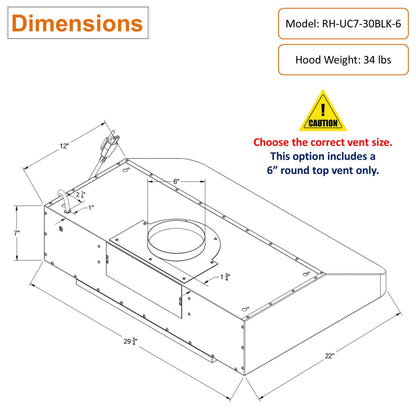 AWOCO RH-UC7-30 Under Cabinet Range Hood Black Stainless Steel Gesture - RH-UC7-30BLK-6