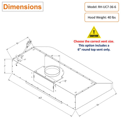 AWOCO RH-UC7-36 Under Cabinet Range Hood Stainless Steel Gesture Control - RH-UC7-36-6