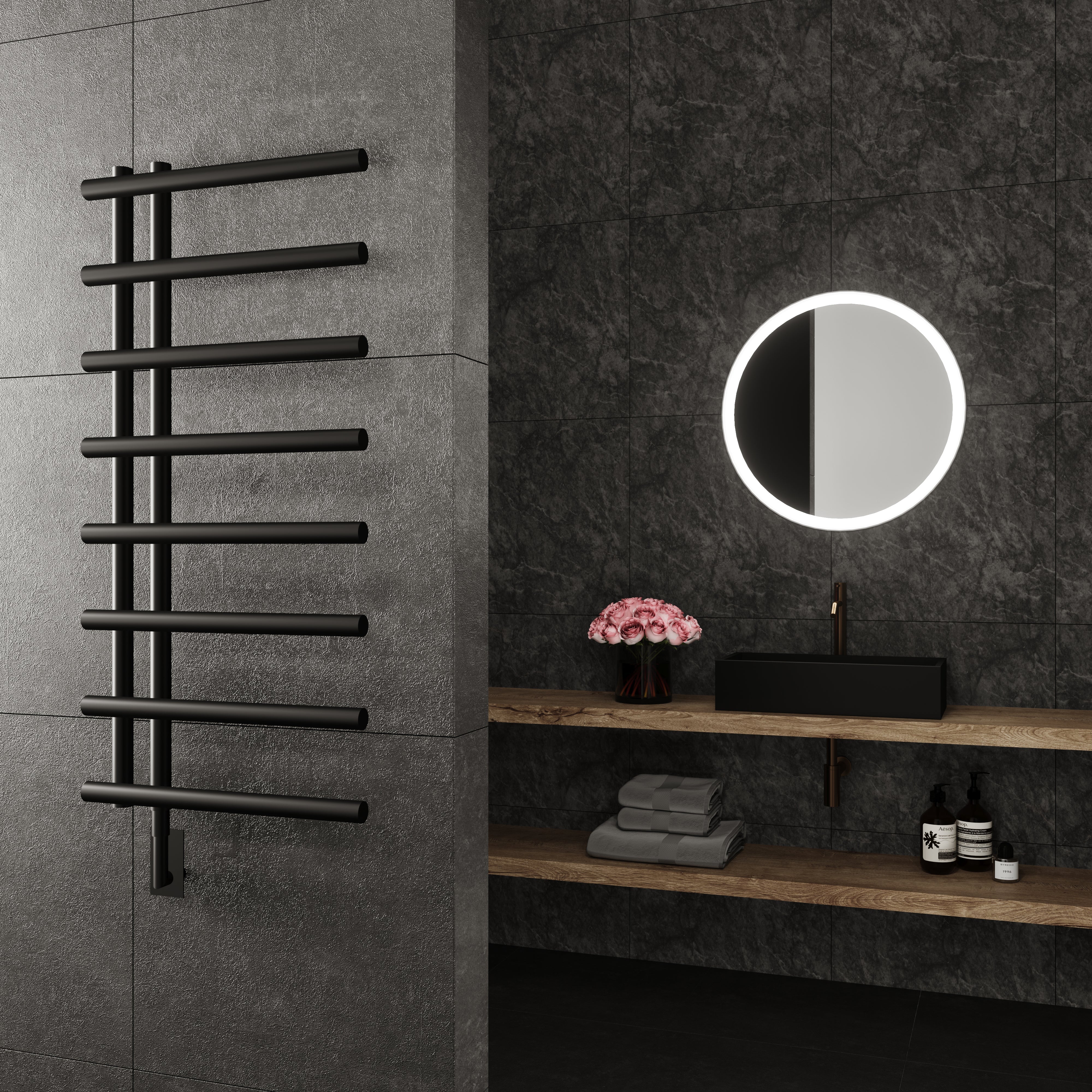 Paris Mirror Rhea Wall Mounted Electric Towel Warmer in Black - RHEABL ...
