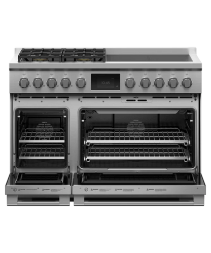 Fisher Paykel 48" Series 11 Professional 4 Burner + 4 Zone Hybrid Self-Cleaning Range, NG Stainless Steel - RHV3484N