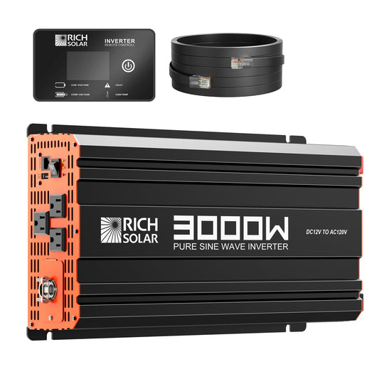 Rich Solar PURE 3K | 3000 Watt (3kW) 12 Volt Industrial Pure Sine Wave Inverter | Powerful 3000W 12V Off-Grid Inverter for RVs, Trailers, Campers, Vans, Trucks, Overlanders, Boats - RS-V3P12