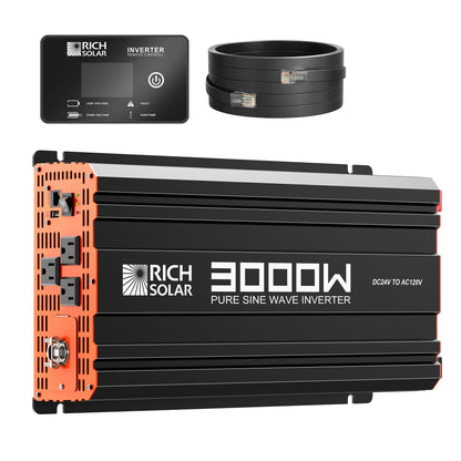 Rich Solar PURE MAX 3K | 3000 Watt (3kW) 24 Volt Industrial Pure Sine Wave Inverter | Premier 3000W 24V Off-Grid Inverter for RVs, Trailers, Campers, Vans, Trucks, Overlanders, Boats | #1 Ranked 24V Pure Sine Wave Inverter - RS-V3P24