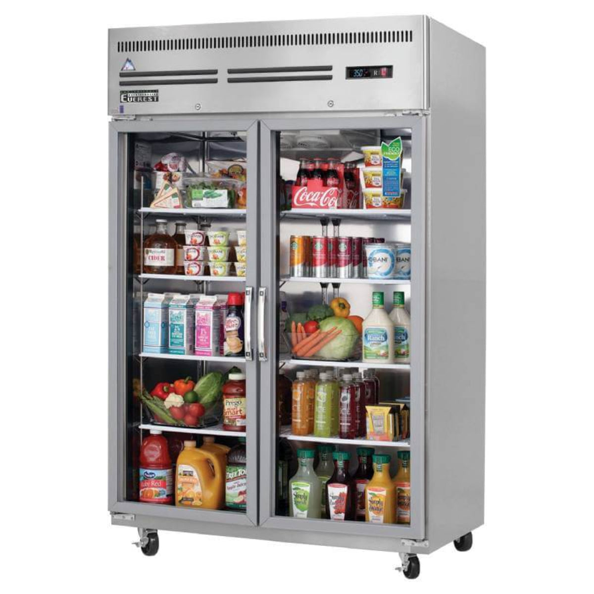 Everest's - ESGR2, Commercial 49" Two Glass Door Reach-In Refrigerator 53 cu. ft. - ESGR2