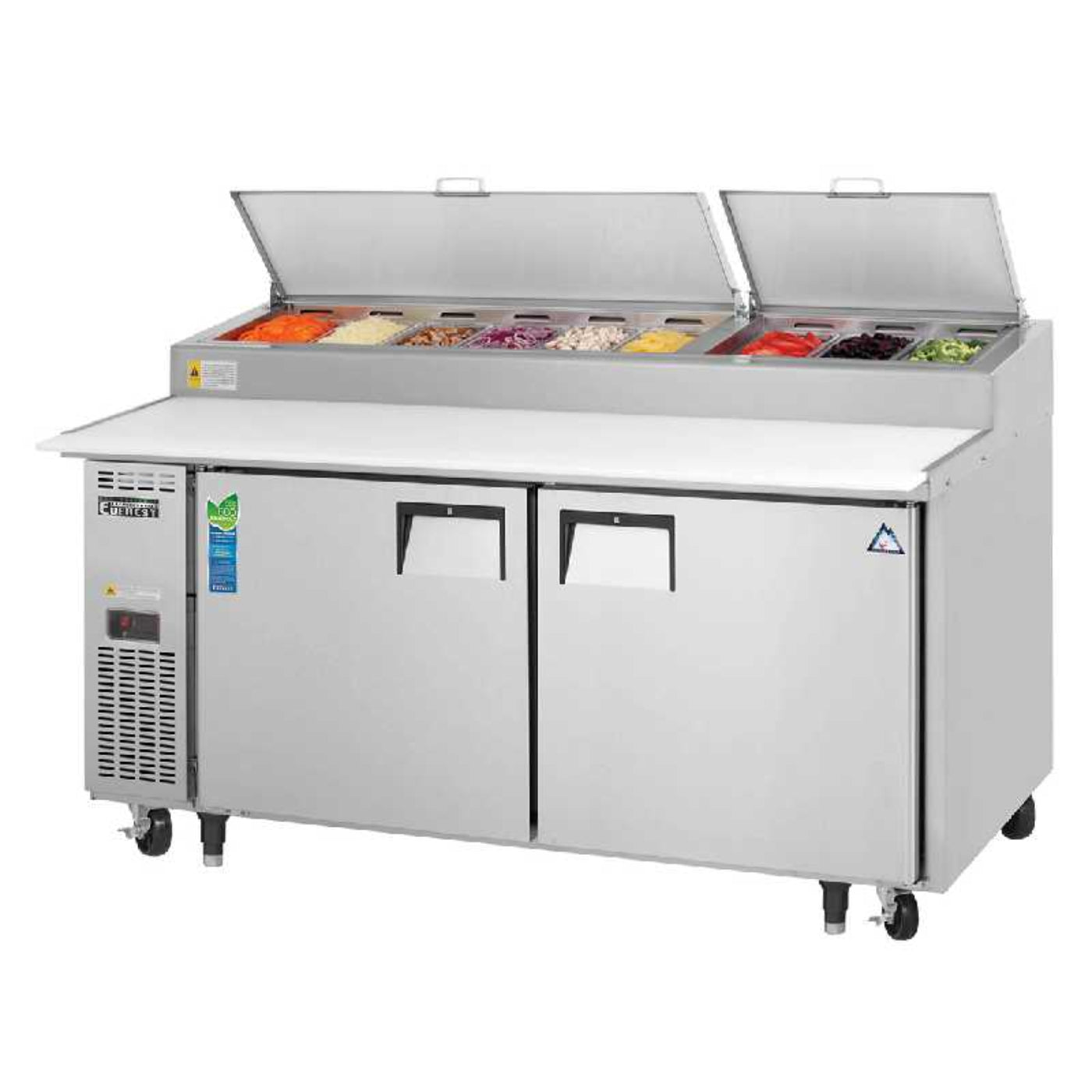 Everest - EPPR2, Commercial 71" 9 Pan Pizza Prep Table Refrigerator - EPPR2