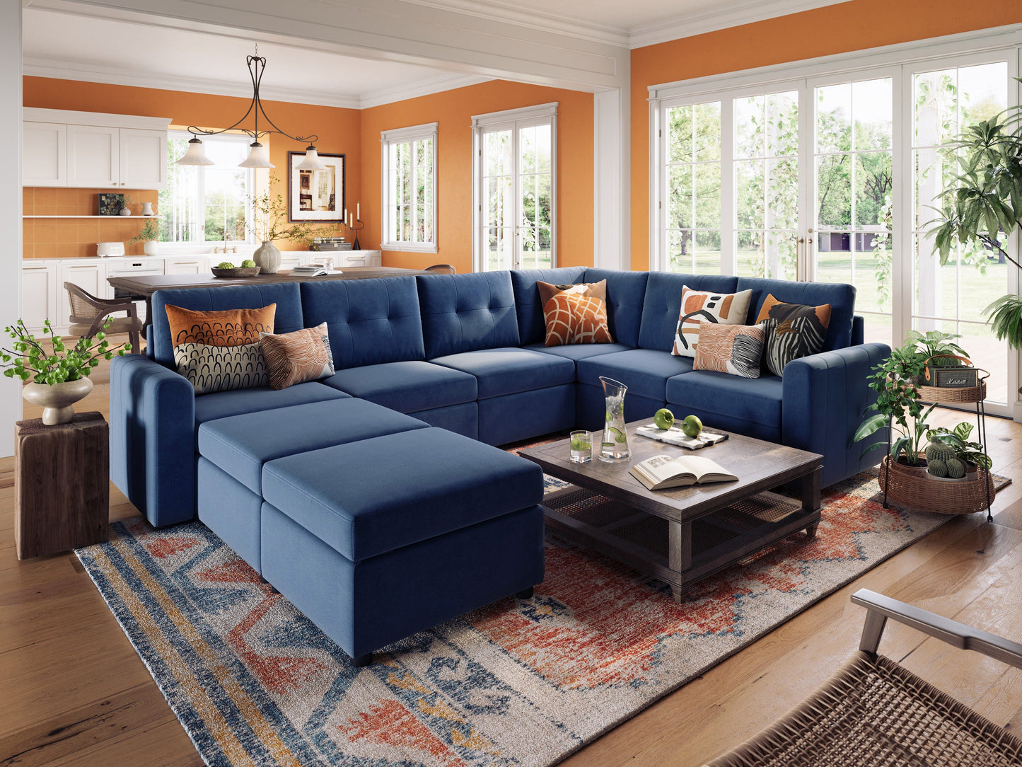 LINSY HOME RUBIK III 5 Seats with Corner & 2 Ottomans - US-LH-SPF-Sofa-S800-F11-521-0-00