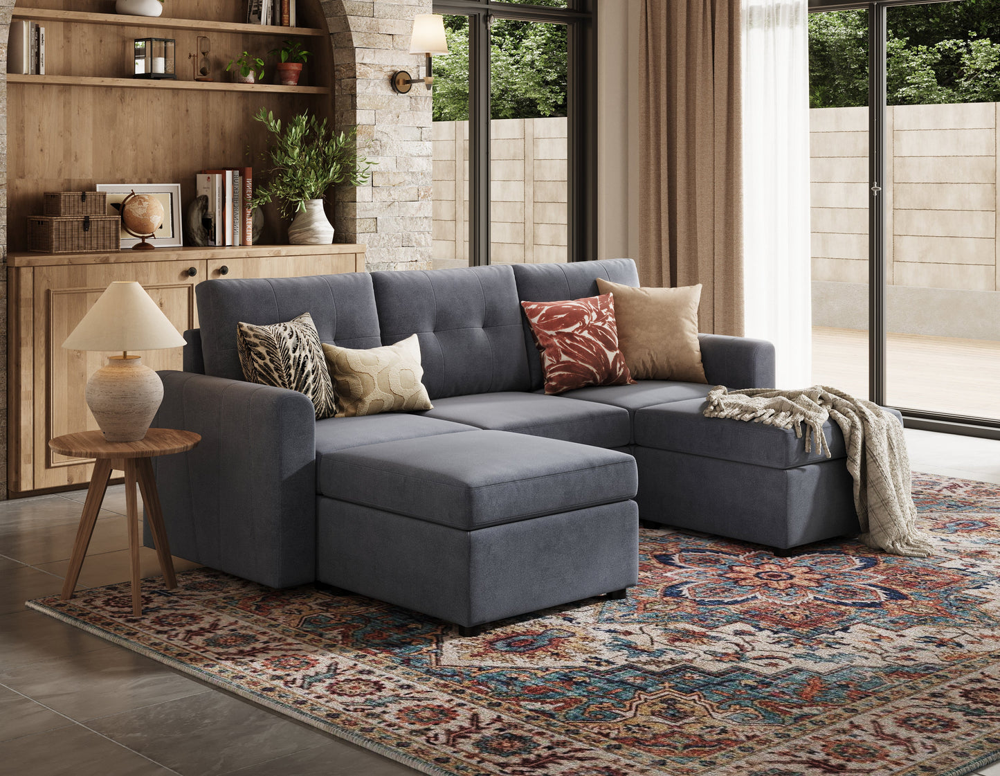 LINSY HOME RUBIK III 3 Seats with 2 Ottomans - US-LH-SPF-Sofa-S800-F11-32-0-00