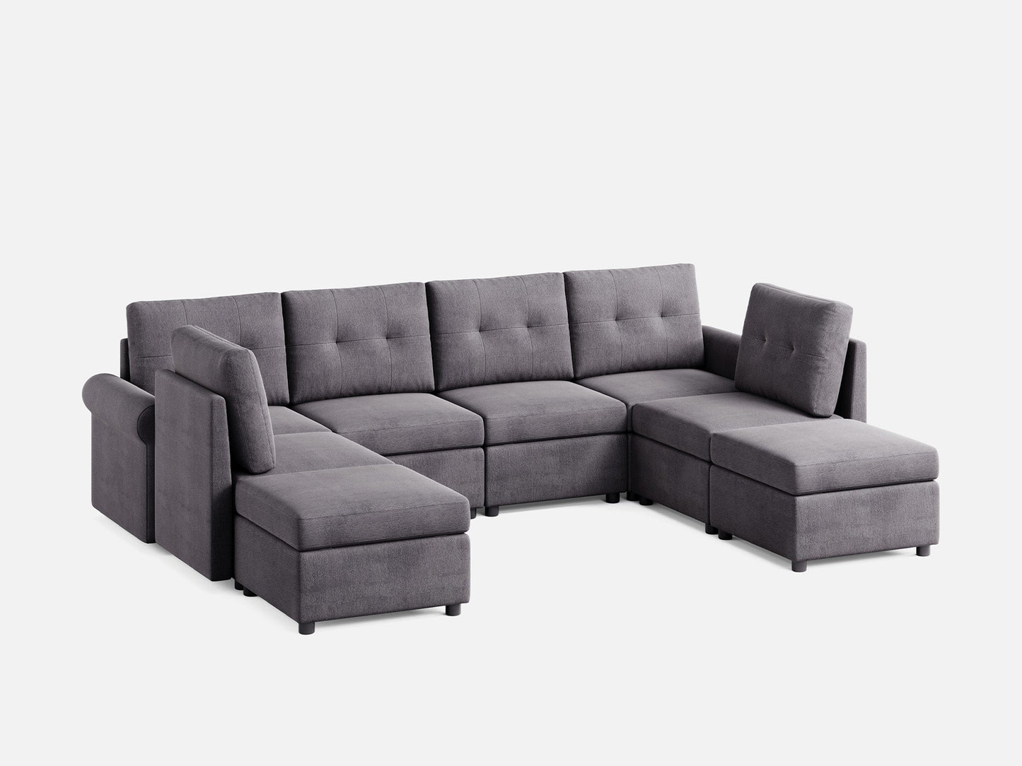 LINSY HOME RUBIK III  6 Seats with 2 Ottomans - US-LH-SPF-Sofa-S800-F11-62-0-00