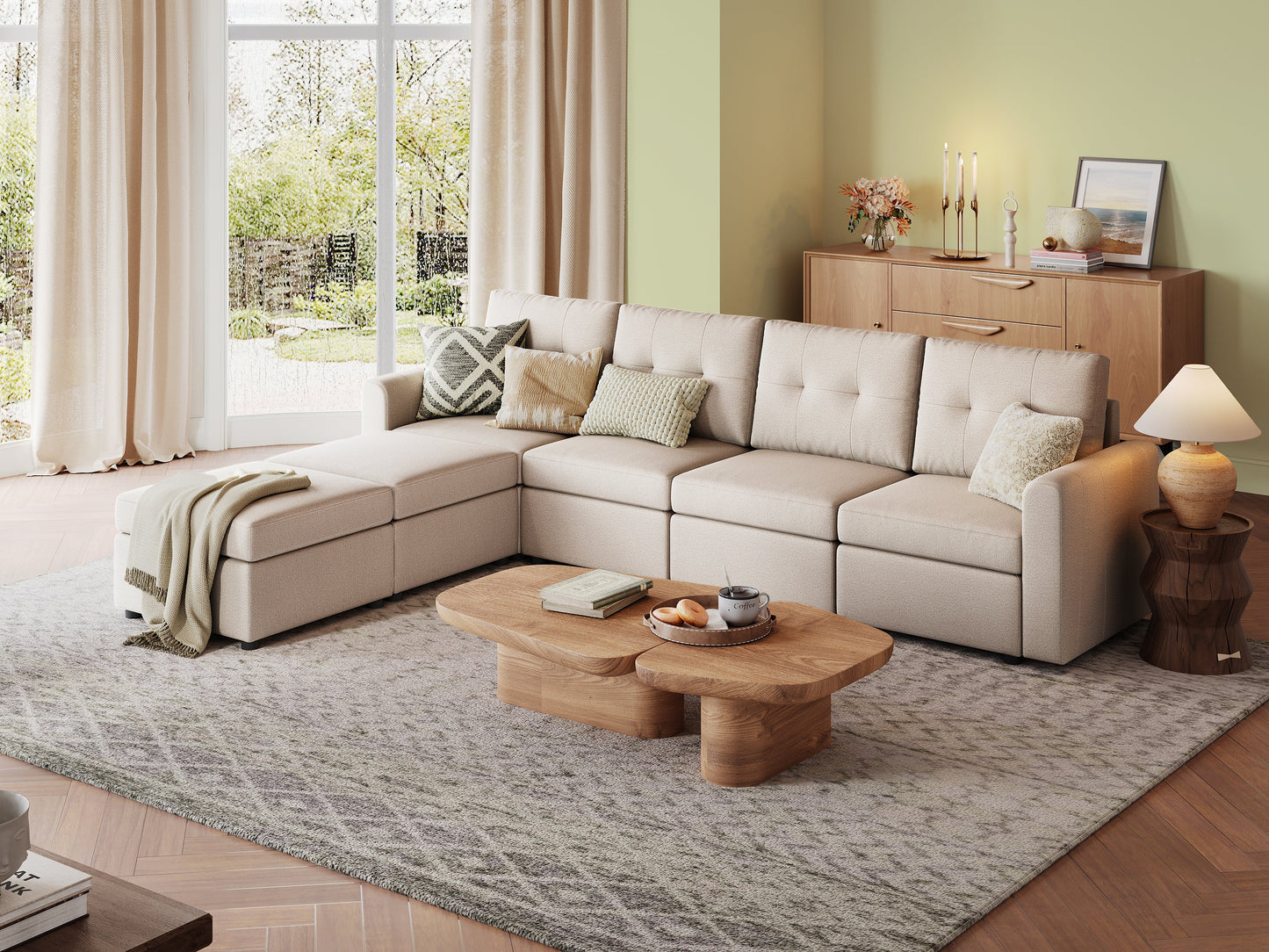 LINSY HOME RUBIK III 4 Seats with 2 Ottomans - US-LH-SPF-Sofa-S800-F11-42-0-00