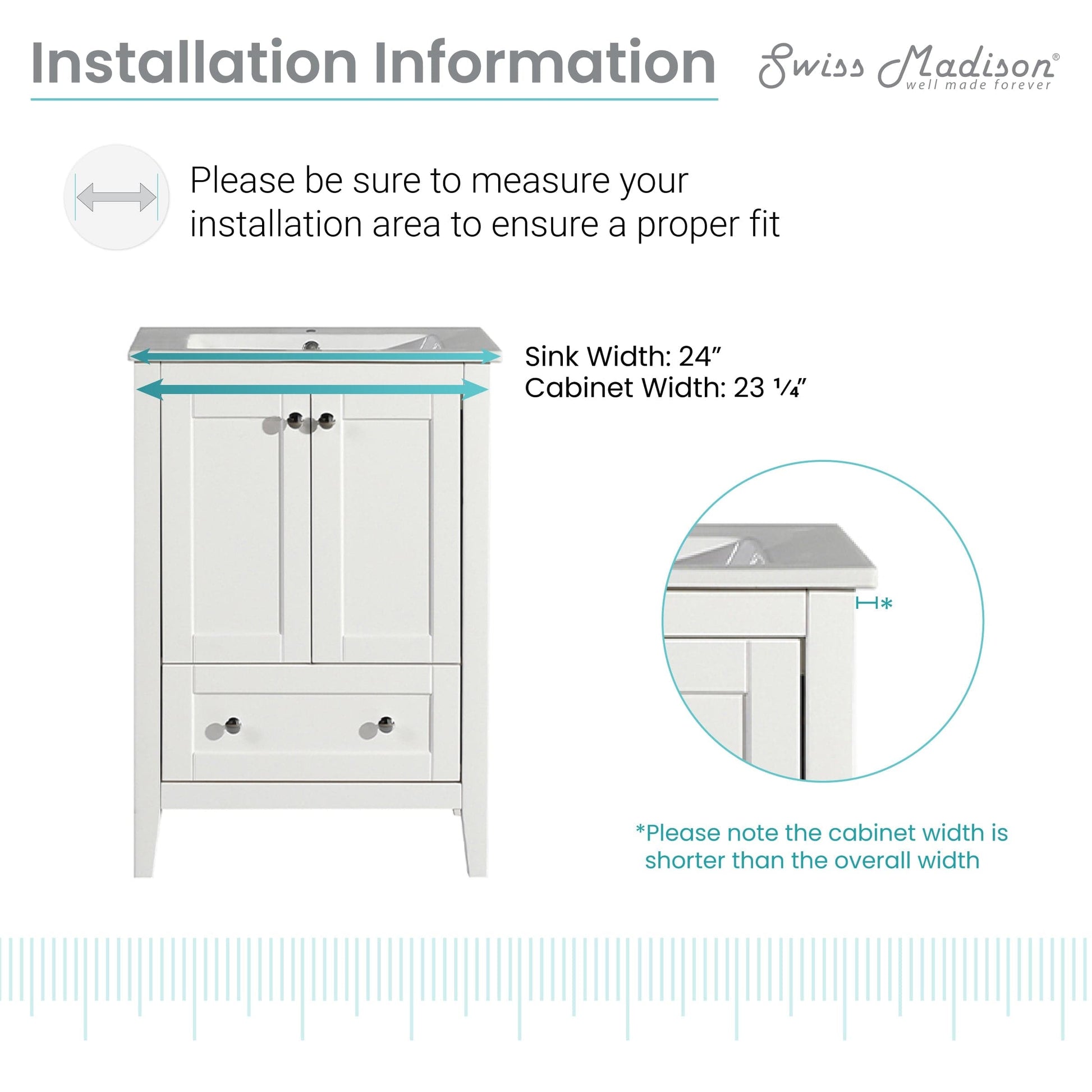 Swiss Madison Cannes 24" Bathroom Vanity in White - SM-BV412 - Backyard Provider