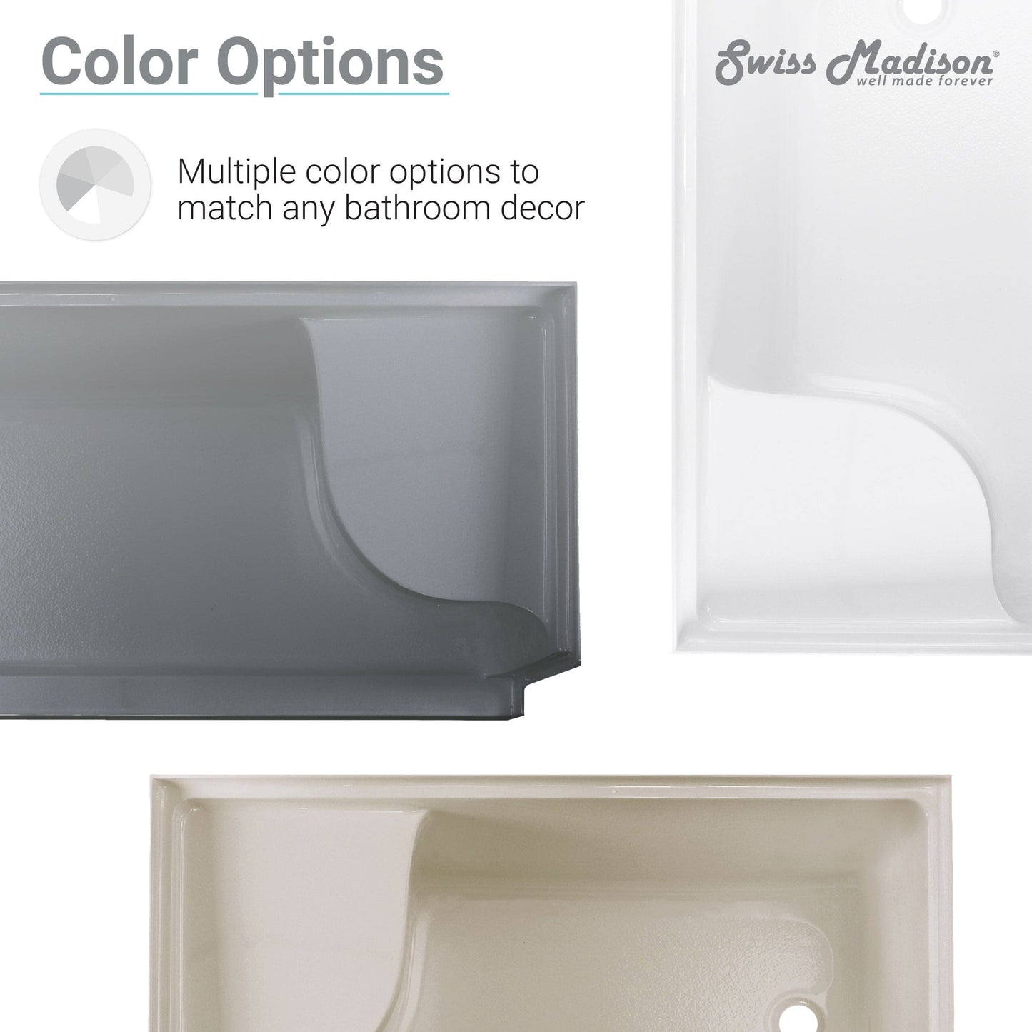 Swiss Madison Aquatique 60" x 32" Left Drain, Shower Base - SM-SB537W - Backyard Provider