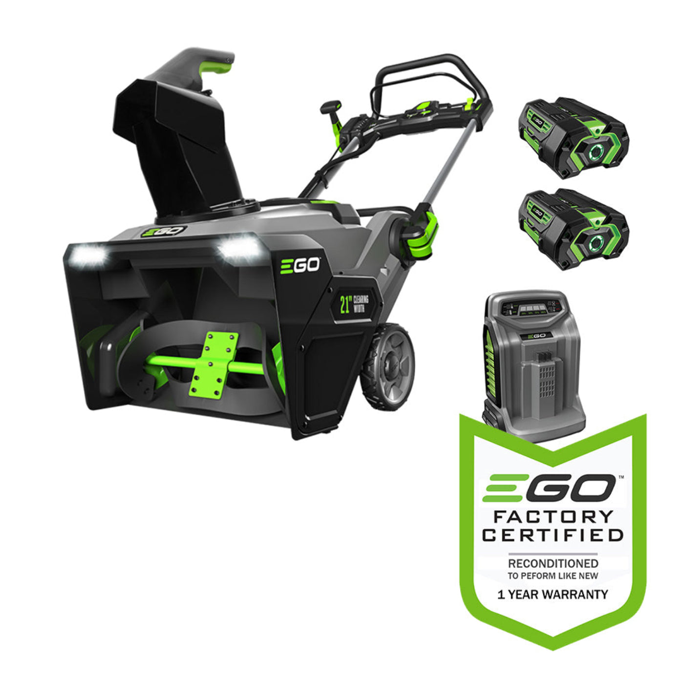 EGO Power+ 21" 56-Volt Cordless Snow Blower with Peak Power (2) 5.0Ah Batteries and Charger Included - Reconditioned - SNT2102-FC